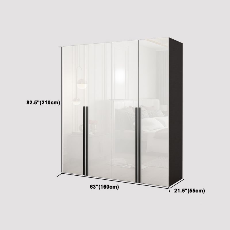 Mirrored Finish Wardrobe Armoire Modern Style Engineered Wood Wardrobe