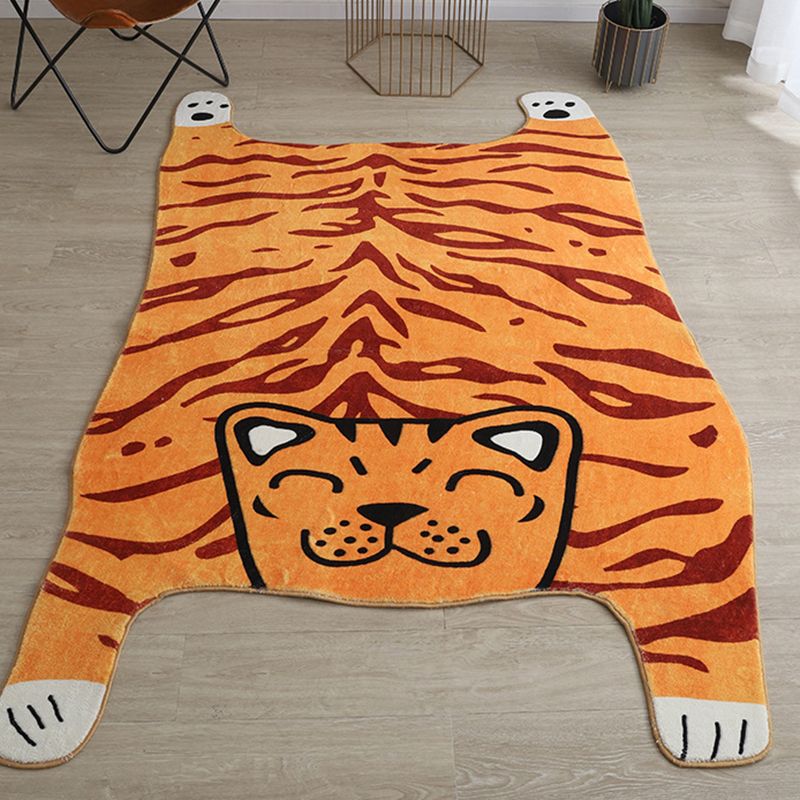 Brown Modern Carpet Polyester Tiger Carpet Non-Slip Backing Carpet for Living Room
