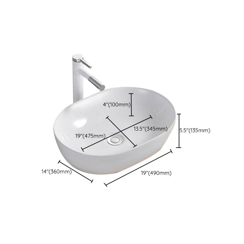 Modern Wash Stand Porcelain Rectangular with Drain Assembly and Pop-Up Drain Vessel Sink