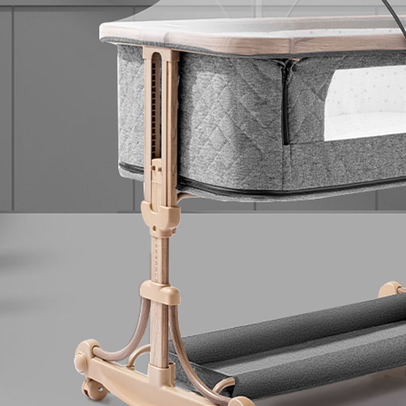 Metal Rectangle Bedside Crib Gliding Folding Crib Cradle for Baby and Toddler