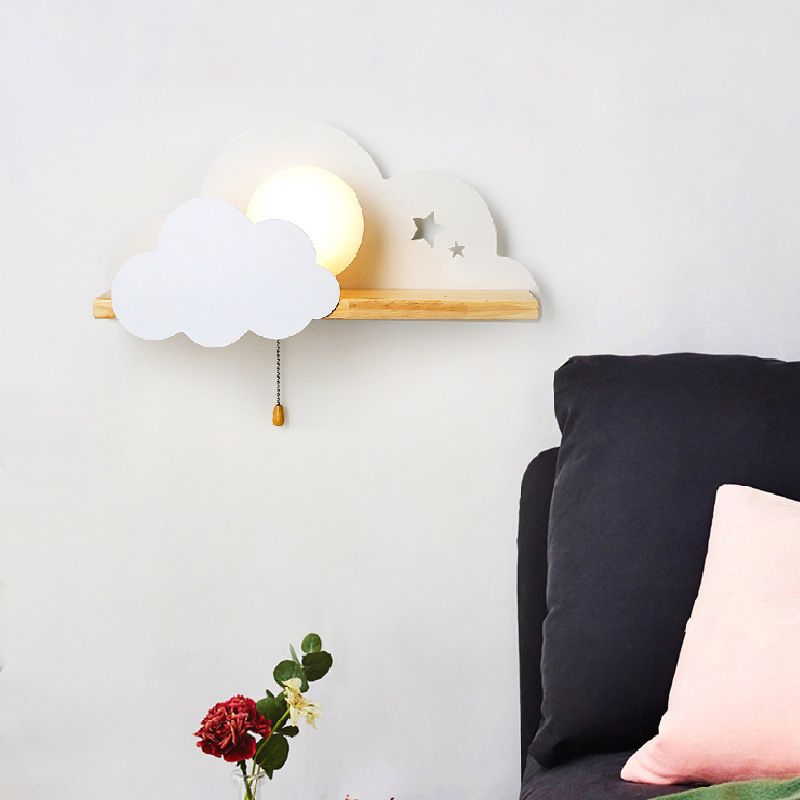 Modern Style Wooden Wall Light Fixture Creative Wall Light Sconce for Child's Room
