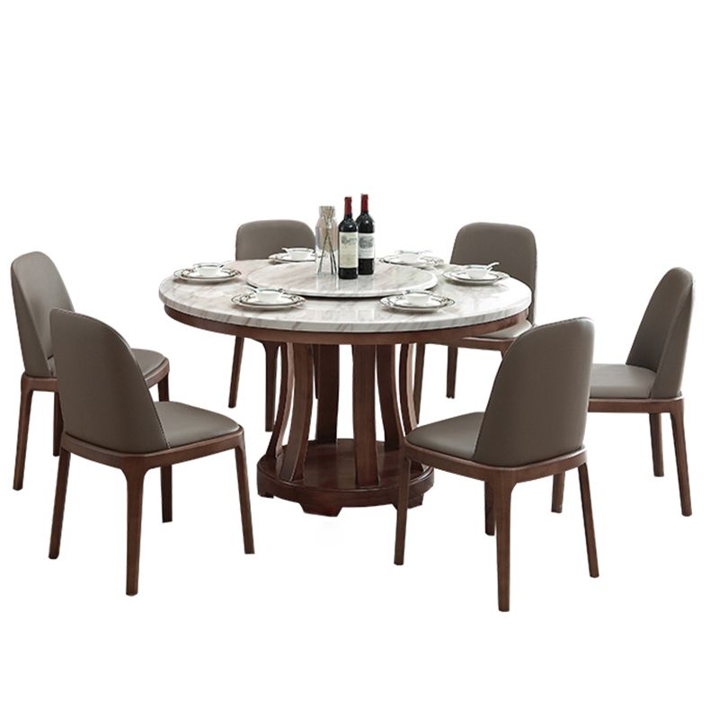 Sintered Stone Dining Table Modern White Convertible Furniture with Pedestal Base for Home