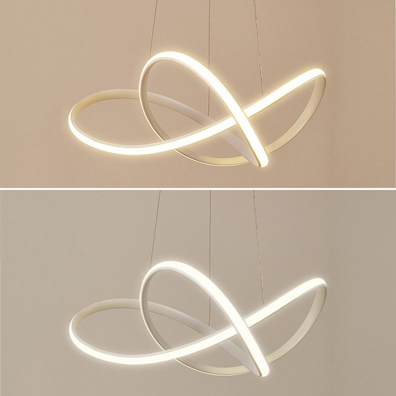 Silicone Linear LED Hanging Lamp in Modern Simplicity Lacquered Aluminium Chandelier for Dining Room