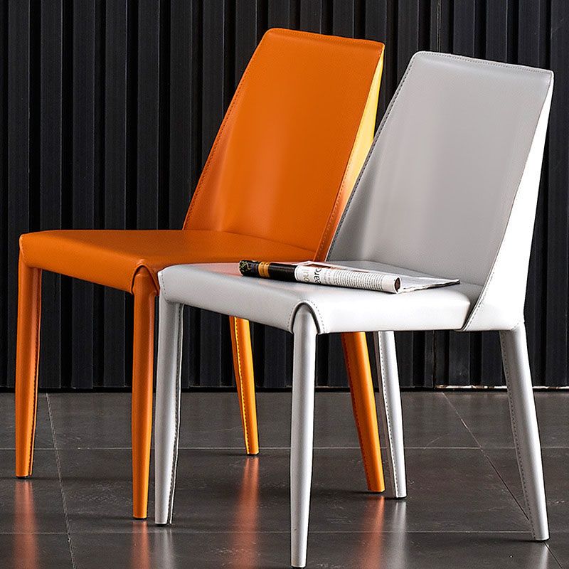 Contemporary Leather Chairs Set Kitchen Dining Room Solid Back Side Chair
