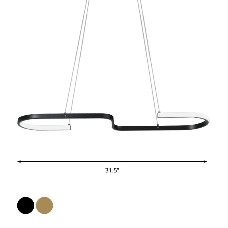 Modernisme en forme de lustre en forme de la lampe à manger métallique LED Pendante LED PENDANT en noir / or, lumière chaude / blanche