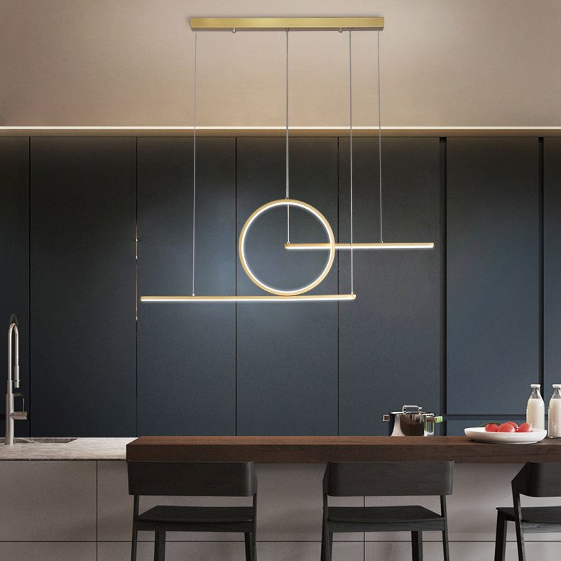 Modern Creative LED Pendant Light Linear 3-Light Hanging Lamp with Silicone Shade