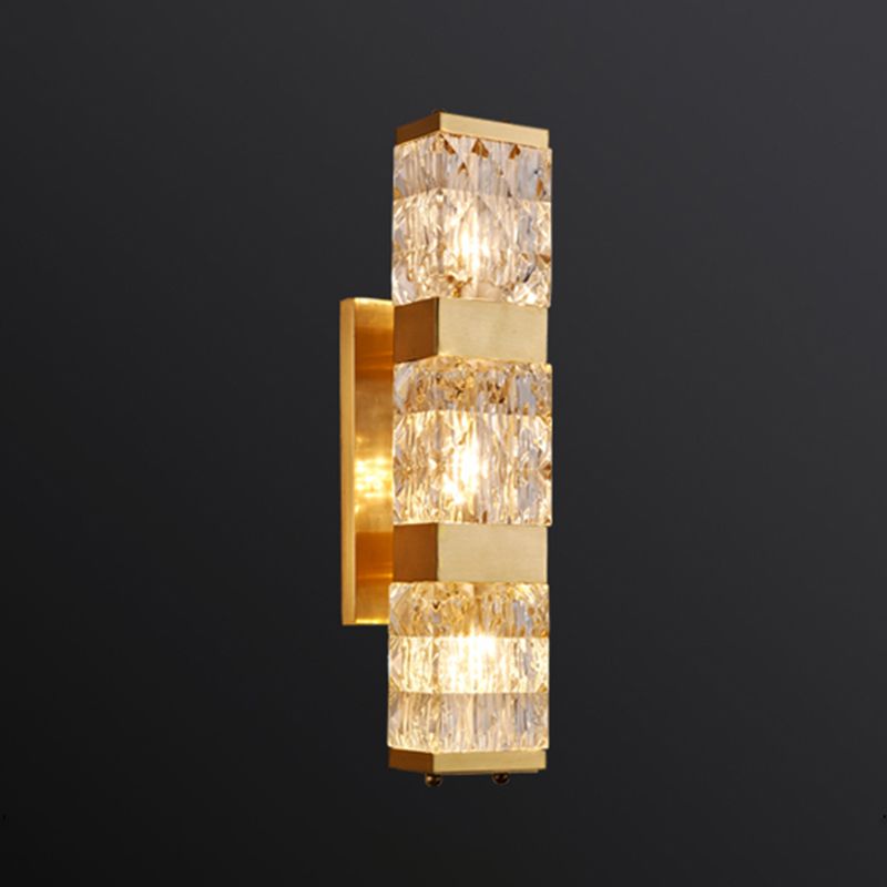 Dicrime de pared LED rectangular dorada en moderna luz de pared interior de cobre estilo lujo con sombra de cristal