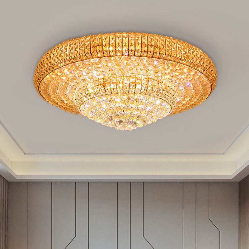 Apparecchio da soffitto rotondo a 2 strati, lampada da incasso a LED moderna in cristallo trasparente per soggiorno