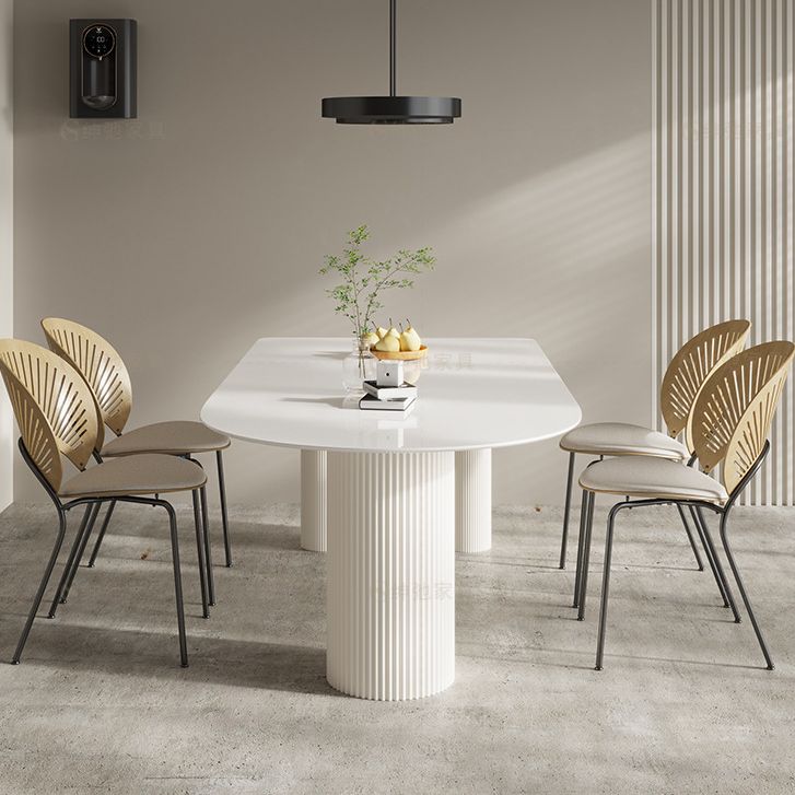 Modern Style White Dining Table Sintered Stone Table for Home