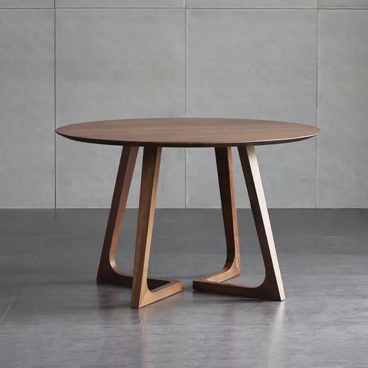 Round Wood Color Dining Table Solid Wood Table Modern with Double Pedestal