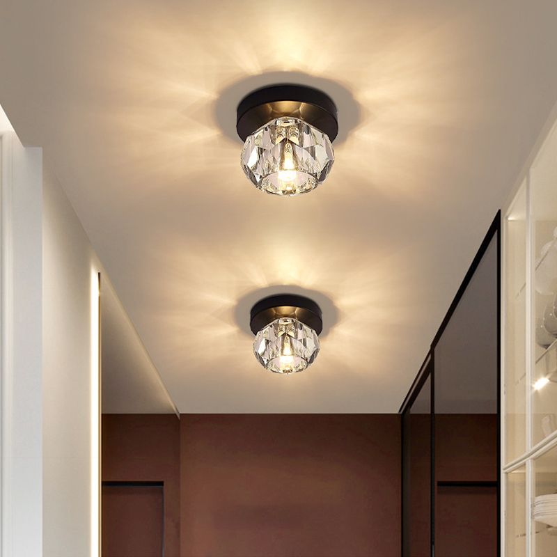 Globe gefacetteerde kristallen inbouwarmatuur Eenvoud LED dichtbij plafondlamp voor gang