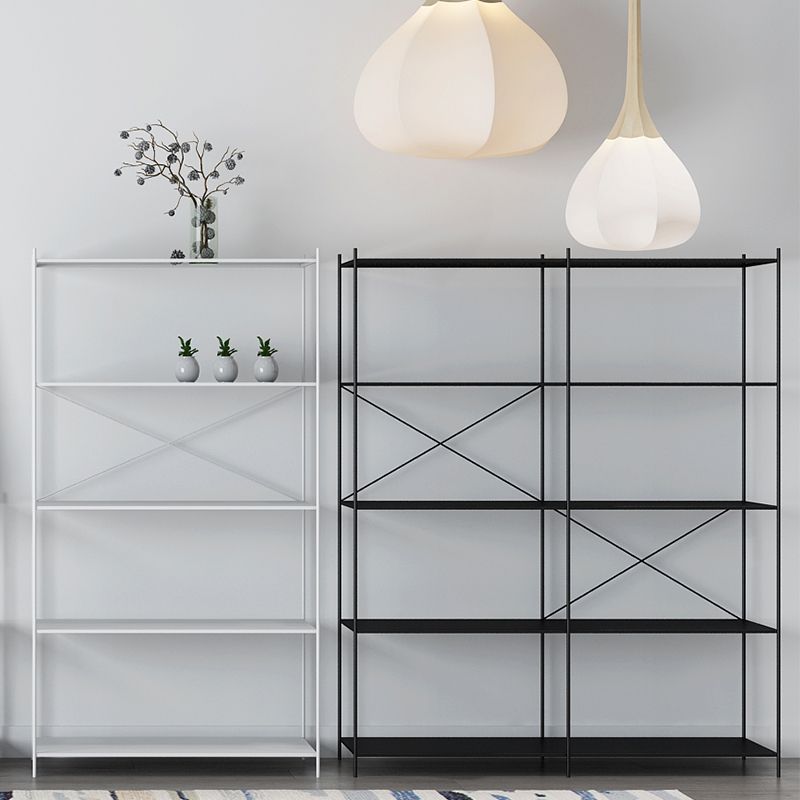 Modern Metal Bookcase Shelf Rectangular Open Bookcase with Shelves