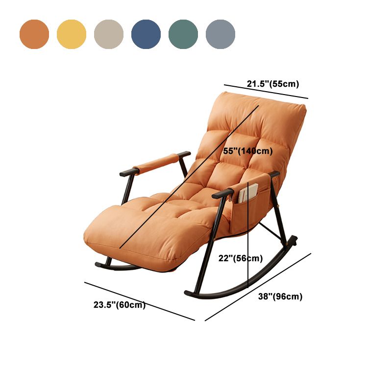 Faux Leather Rocking Chair Modern Style Rocker Chair with Storage