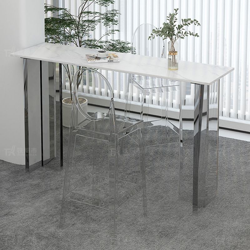 Modem & Contemporary Stone Rectangle Pub Bar Table for Living Room