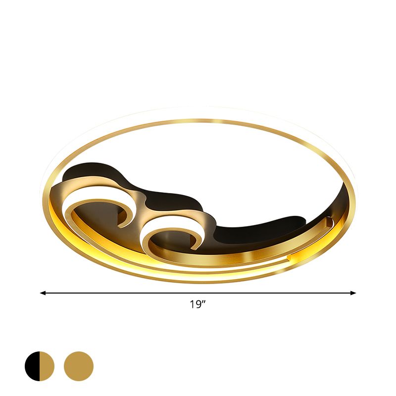 Waves Camera da letto Semi Monte illuminazione a LED metallico Lampada a filo nordico in oro/oro nero