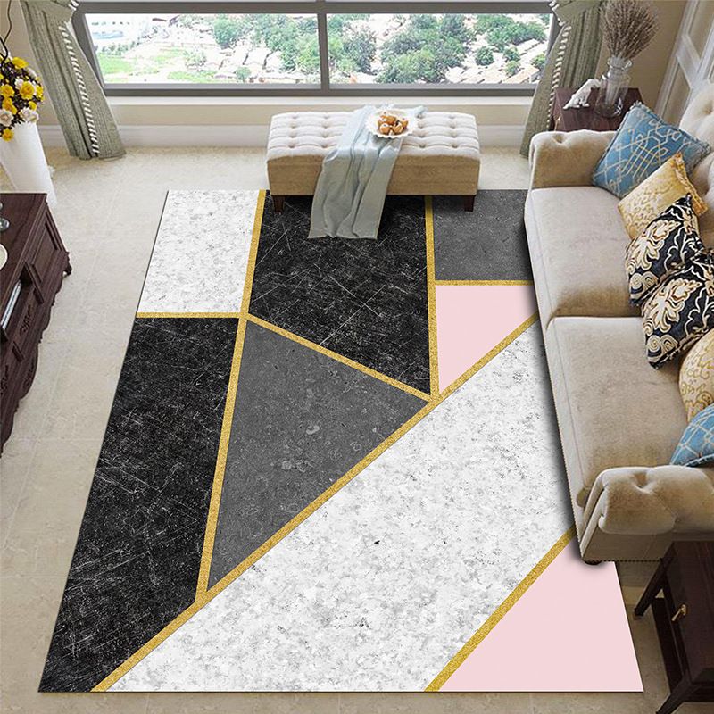 Minimalistische woonkamer Tapijt tapijt multi-kleuren geometrisch patroon binnen tapijt synthetisch niet-slip achtersteuning stain-resistent tapijt