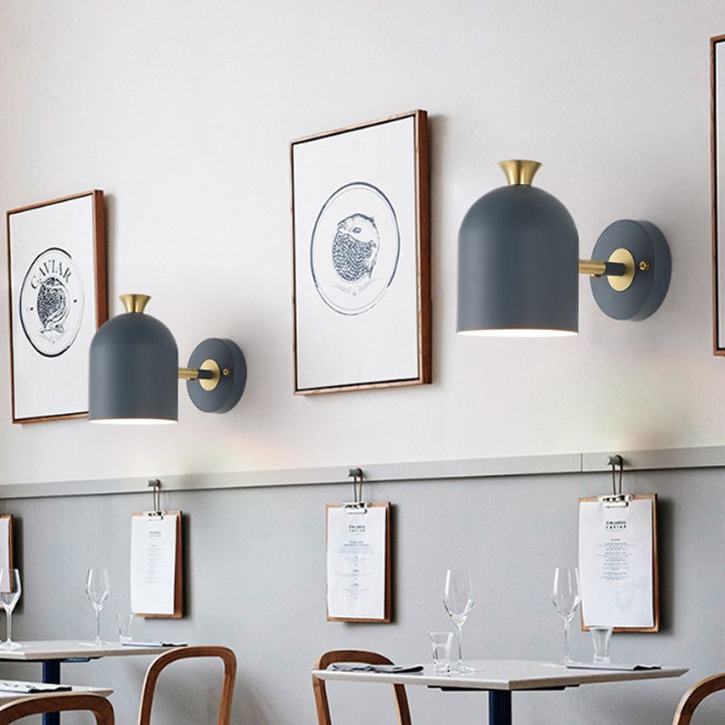 Cup Shade Dining Room Wall Lamp Metal 1 Bulb Nordic Stylish Sconce Light with Macaron Color