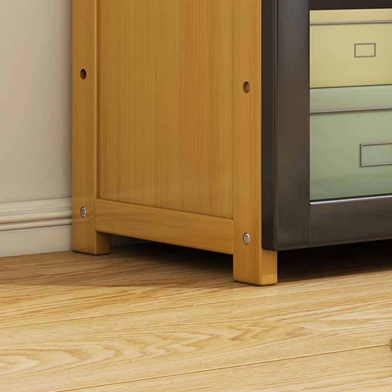 Modern Standard Bookcase Bamboo Closed Back Shelf with Doors