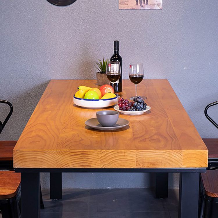 1/5 pcs Juego de comedor industrial de metal con mesa de mesa de madera de pino