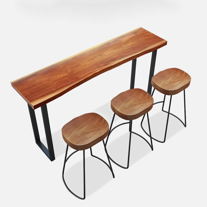 Industrial Solid Wood Bar Table Set 1/2/4/7 Pieces Counter Table with Backless Stools
