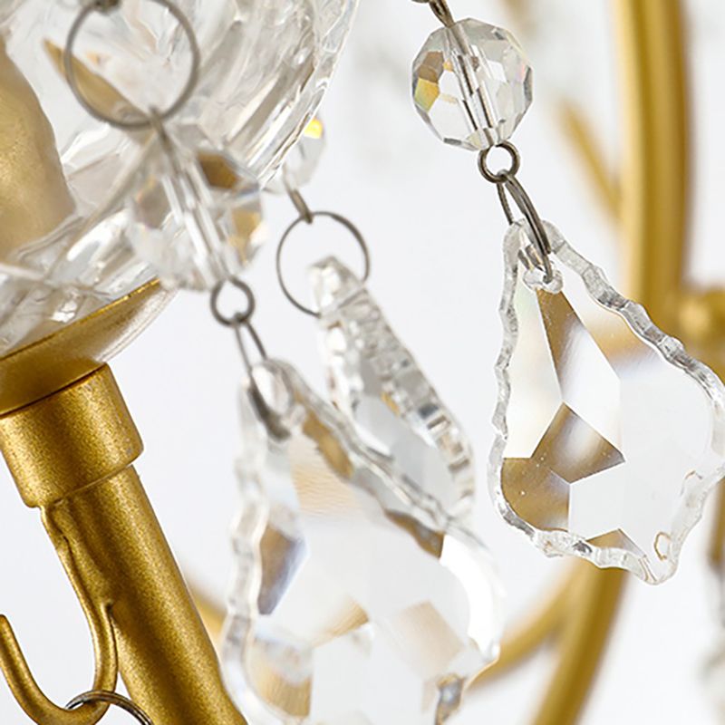 Candle Suspended Lighting Fixture American Style Multi-Head Hanging Pendant Lights with Crystal Bead