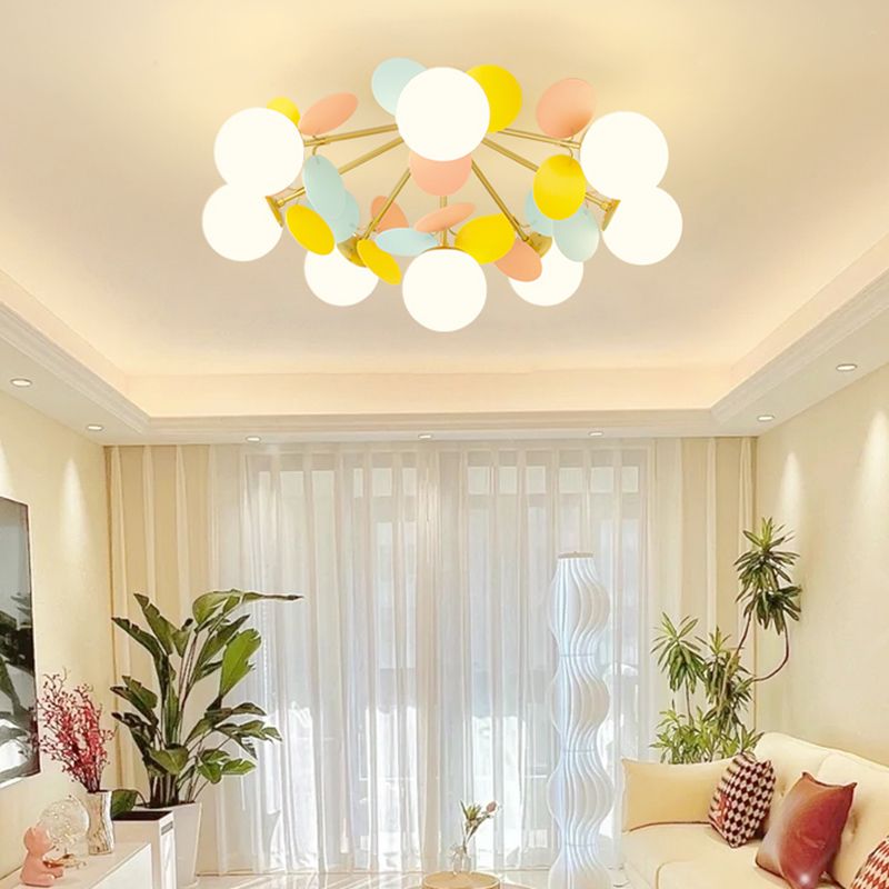 Modern Simple Ball Shape Ceiling Light with Glass Shade for Living Room
