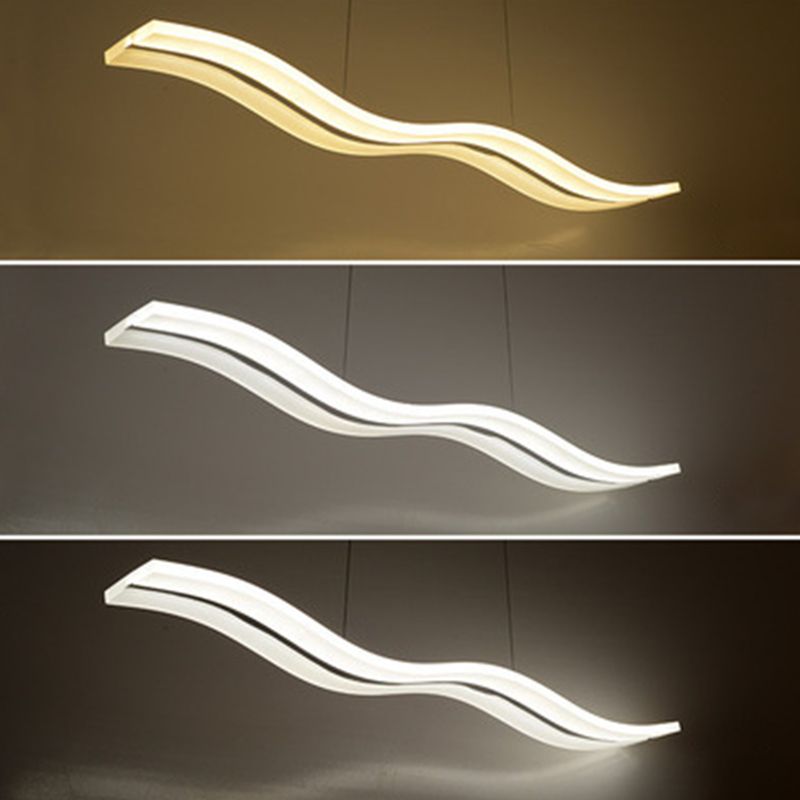 Modern Minimalist LED Island Pendant Lighting Wave Acrylic Island Ceiling Light for Living Room