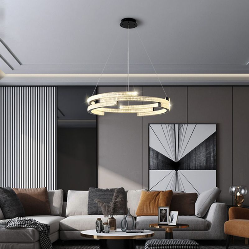 Contemporary Luxury LED Pendant Light Metal Linear Chandelier for Living Room