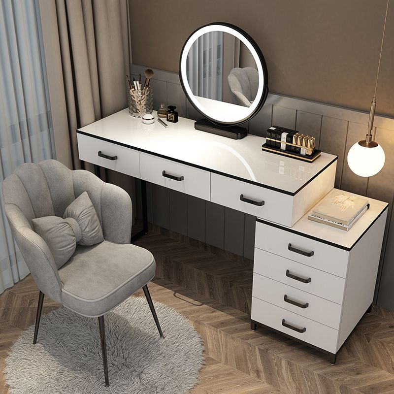 Modern Dressing Table Bedroom Stone Lighted Mirror Make-up Vanity