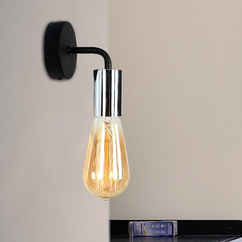 Brass/rame Open Bulb Sconce Light con braccio curvo in stile industriale Metal 1 illuminazione da parete da letto leggero