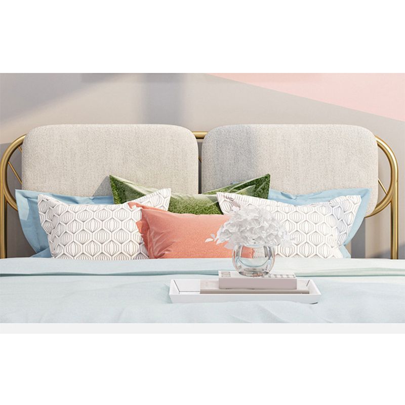 Glam Simple Metal Open-Frame Bed Upholstered Wire-Grid Bed Frame