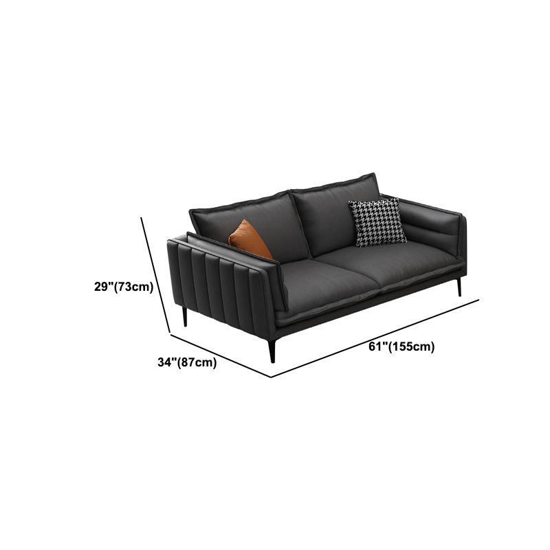 Standard Contemporary Square Arm Stain Resistant Settee Couch with Pillows