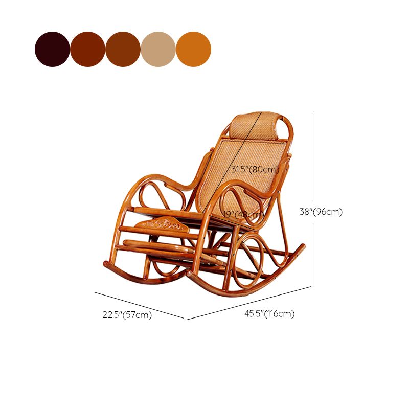 Traditional Rocking Chair Wicker Solid Color Built-in Armrest Indoor Rocking Chair