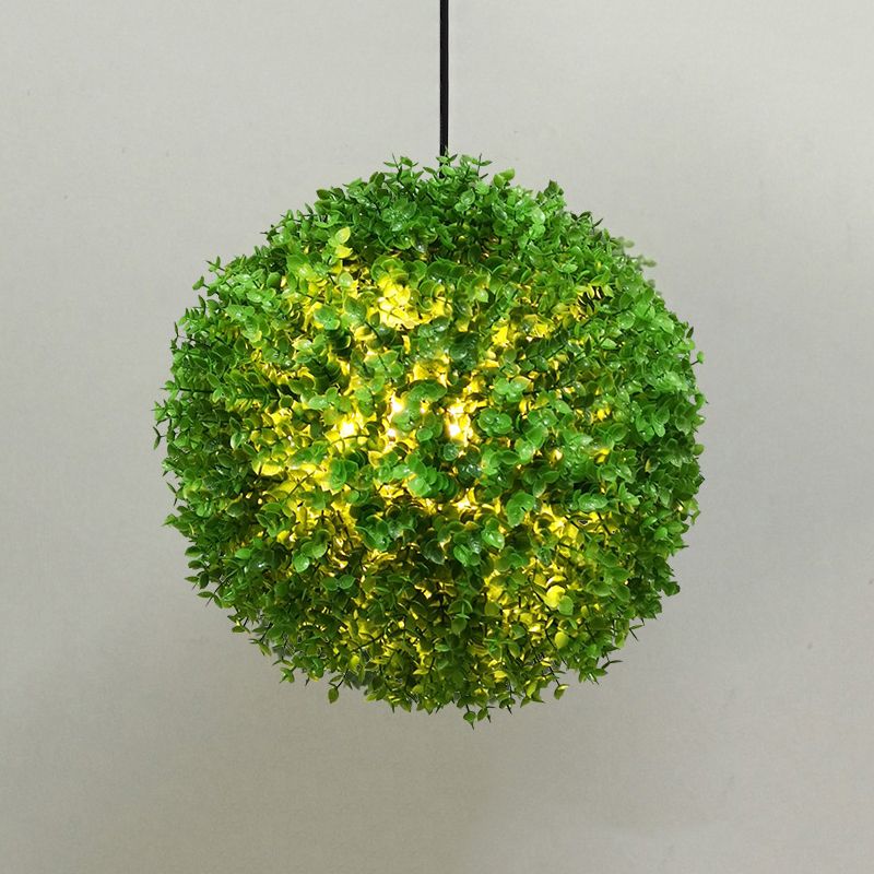 Globe Restaurant Ceiling Pendant Light Industrial Metal 1 Light Green LED Plant Suspension Lamp, 14"/18" Dia