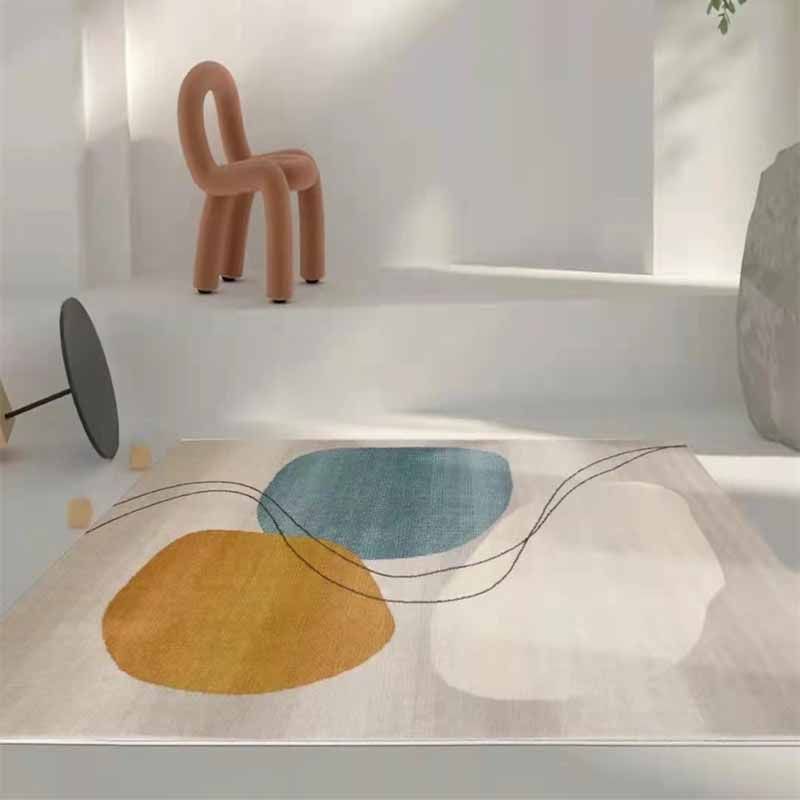 Nordic Color Block Rug Polyester Area Carpet Non-Slip Backing Indoor Carpet for Living Room
