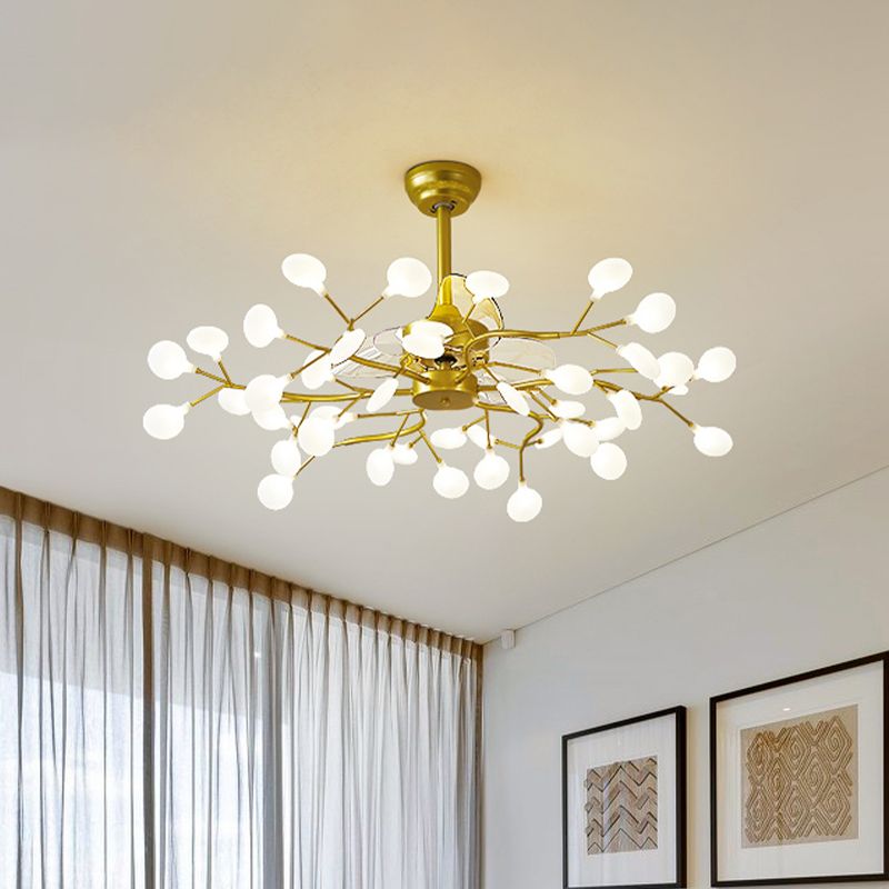 3-Blade Acryl Firefly Deckenlüfter Leicht minimalistische LED-Semi-Flush für Wohnzimmer