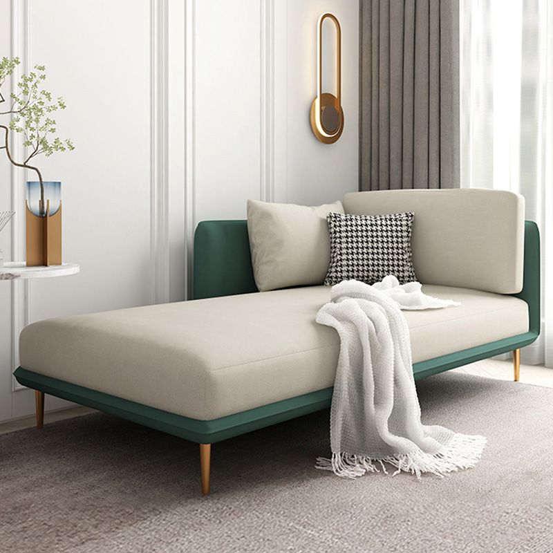 Nordic Style Faux Leather Chaise Square Arms Chaise in Solid Color