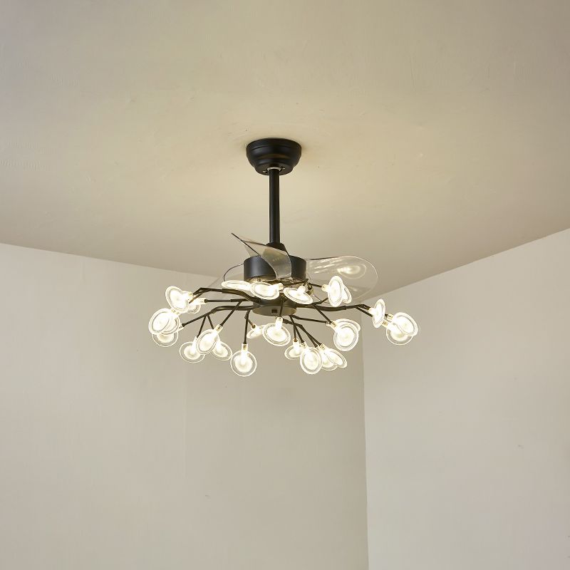 3-Blade Acryl Firefly Deckenlüfter Leicht minimalistische LED-Semi-Flush für Wohnzimmer