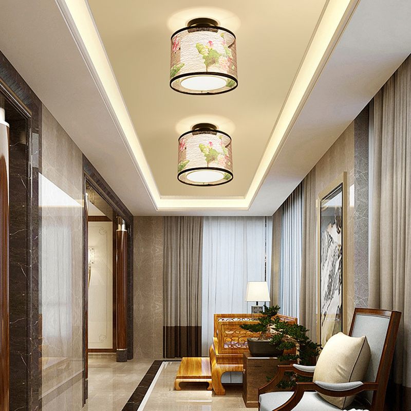 Plafonnier encastré en tissu, plafonnier de Style chinois pour salon