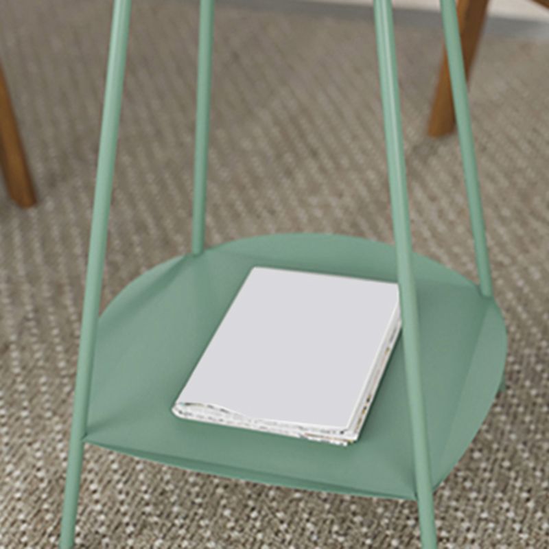Metal Tray Top Side End Table 4 Legs Double Tier Corner Table