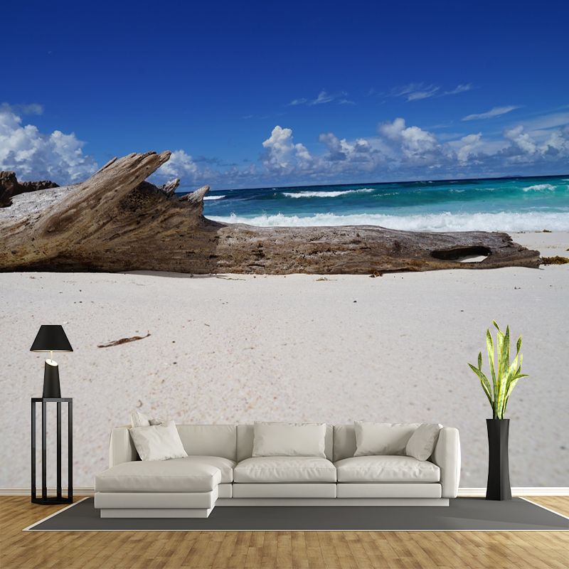 Blue and White Sea Mural for Living Room Bedroom Decoration, Made to Measure