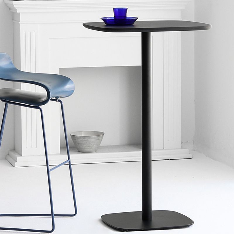 Square Bar Table in Metal and Wood Glam Bar Table with Pedestal Base