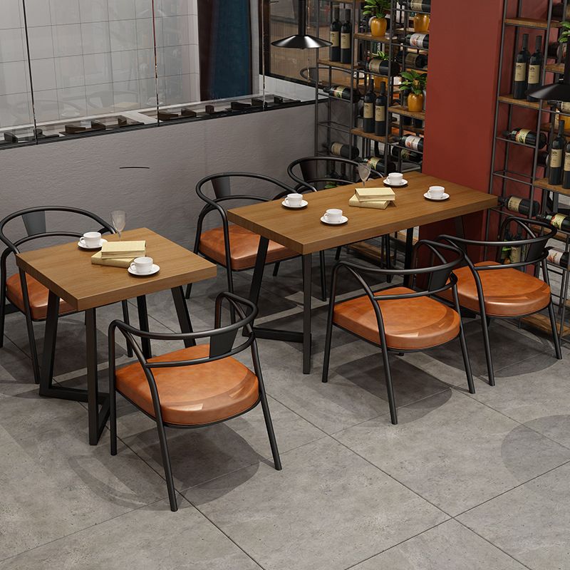 Industrial Solid Wood Dinner Room Kitchen Table Brown Sled Base Table for Dinning Room