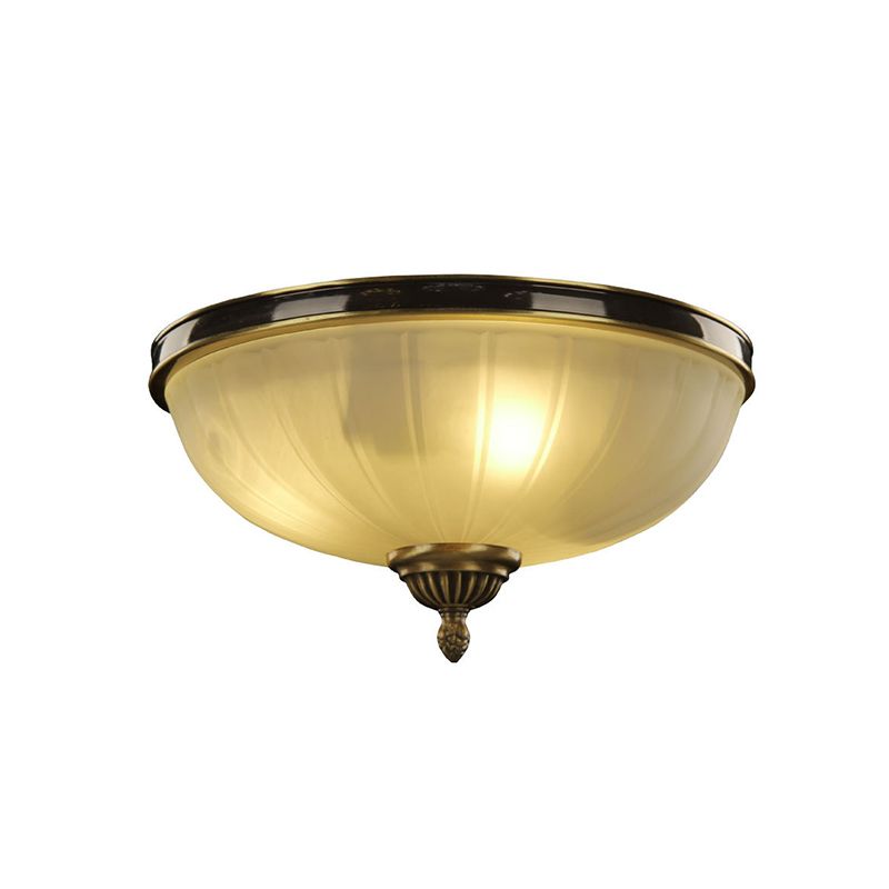 2 Lights Prismatic Glass Flushmount Traditionalism Black and Gold Dome Foyer Ceiling Light