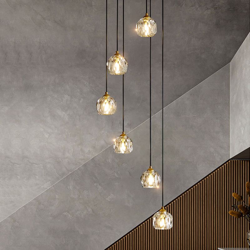 Gearceerde hangende verlichtingsarmatuur moderne stijl kristallen gouden hanglamp lampje voor trap