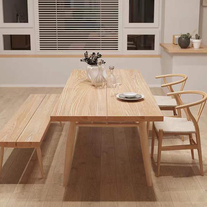 Natural Wood Rectangle Dining Table Ash Modern Table with 4 Legs