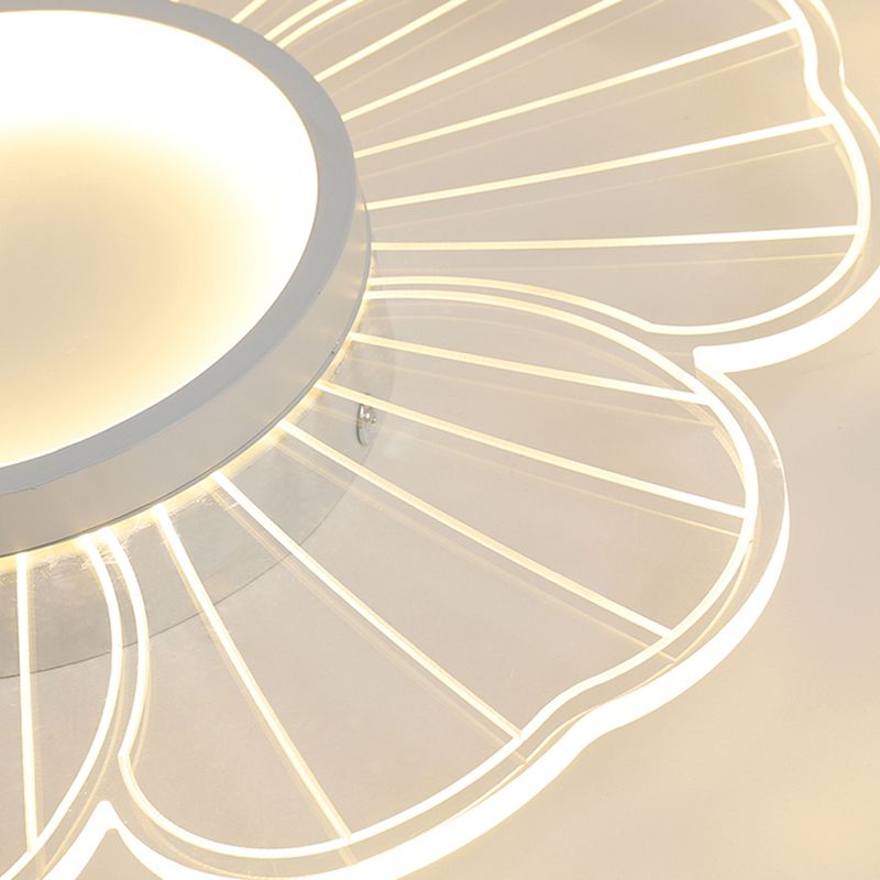 Flower Shape Flush Mount Modern Style Acrylic 1 Lights Led Flush Mount in White