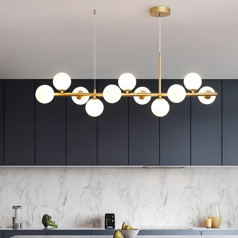 Multi-Head Island Lighting Fixtures Modern Restaurant Suspension Lamp with Glass Shade