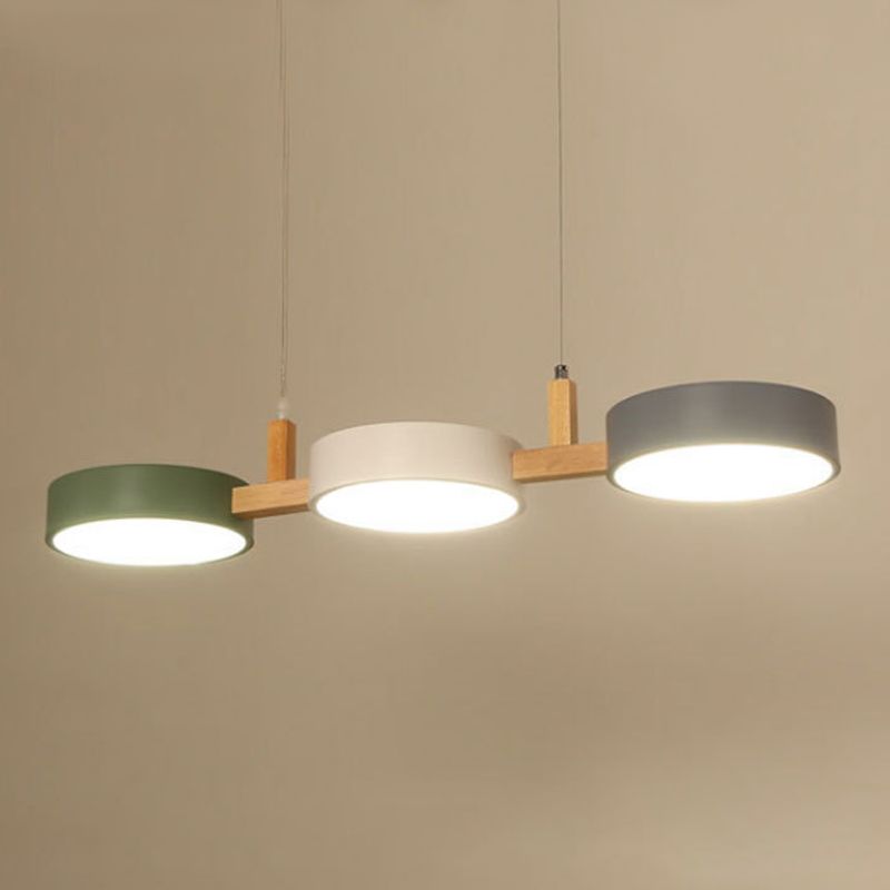 Macaron Style Island Light Round Shape 3-Light Hanging Pendant Light for Dining Room