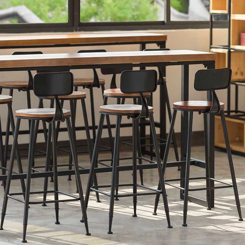 Modern Style Brown Bar Table Solid Wood and Iron Milk Tea Shop Bar Table